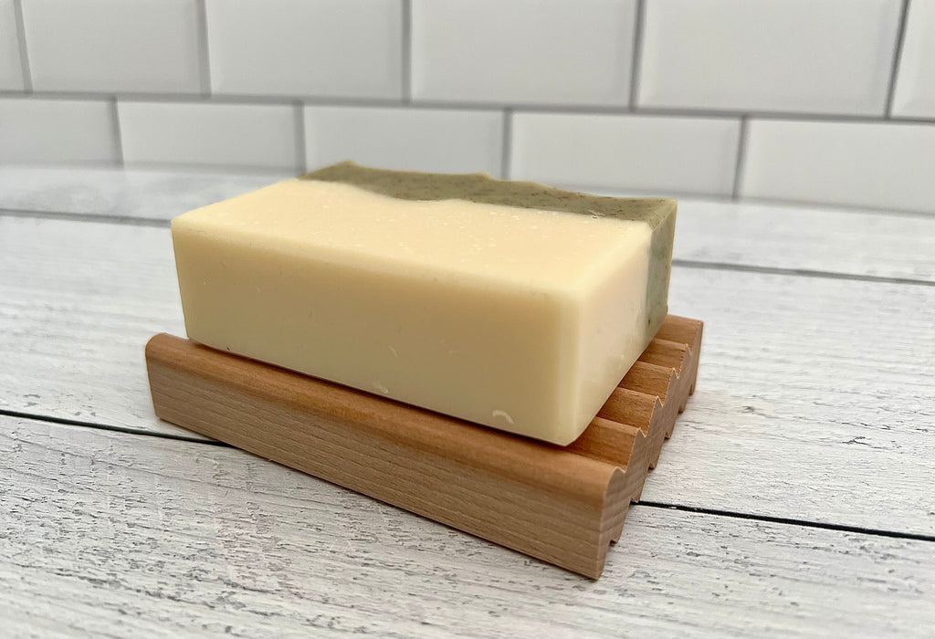 Beech Wood Soap Dish with Soap